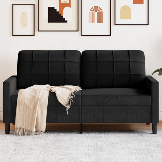 Canapea cu 2 locuri, negru, 140 cm, catifea