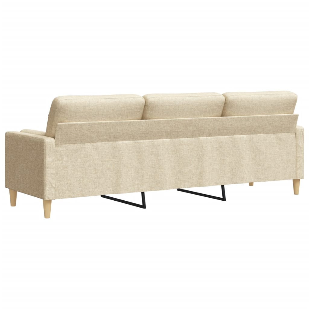Canapea cu 3 locuri cu pernuțe, crem, 210 cm, textil
