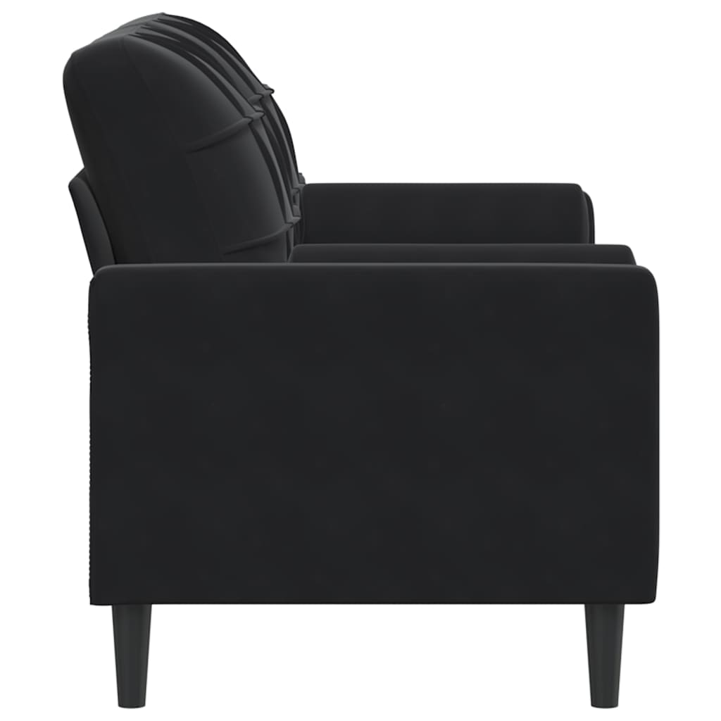 Canapea cu 2 locuri cu pernuțe, negru, 140 cm, catifea