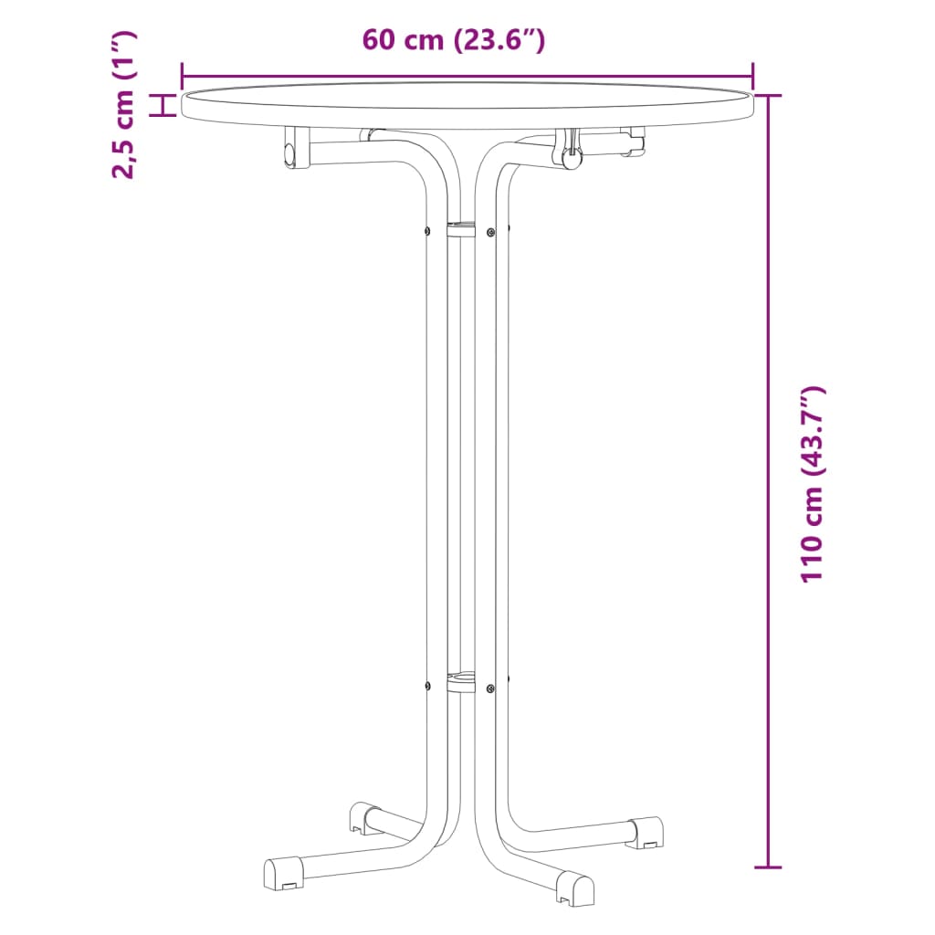 Masă de bucătărie, alb, Ø60x110 cm, lemn prelucrat și oțel