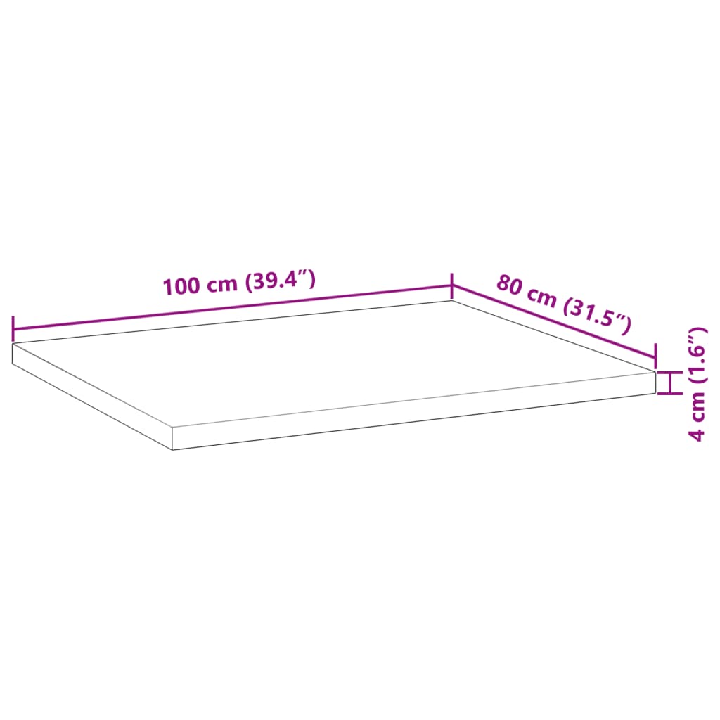 Blat de birou finisat cu ulei, 100x80x4 cm, lemn masiv acacia