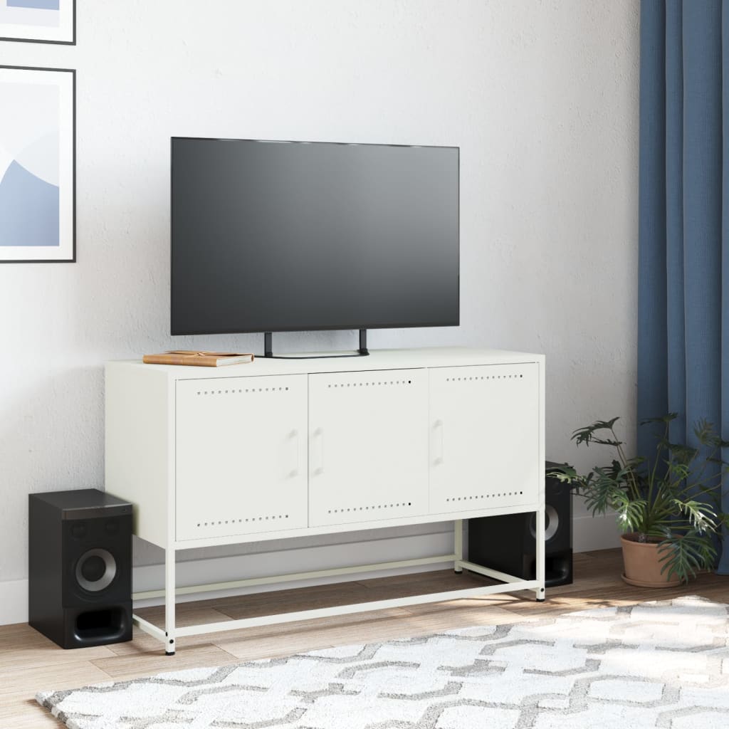 Dulap TV, alb, 100,5x39x60,5 cm, oțel