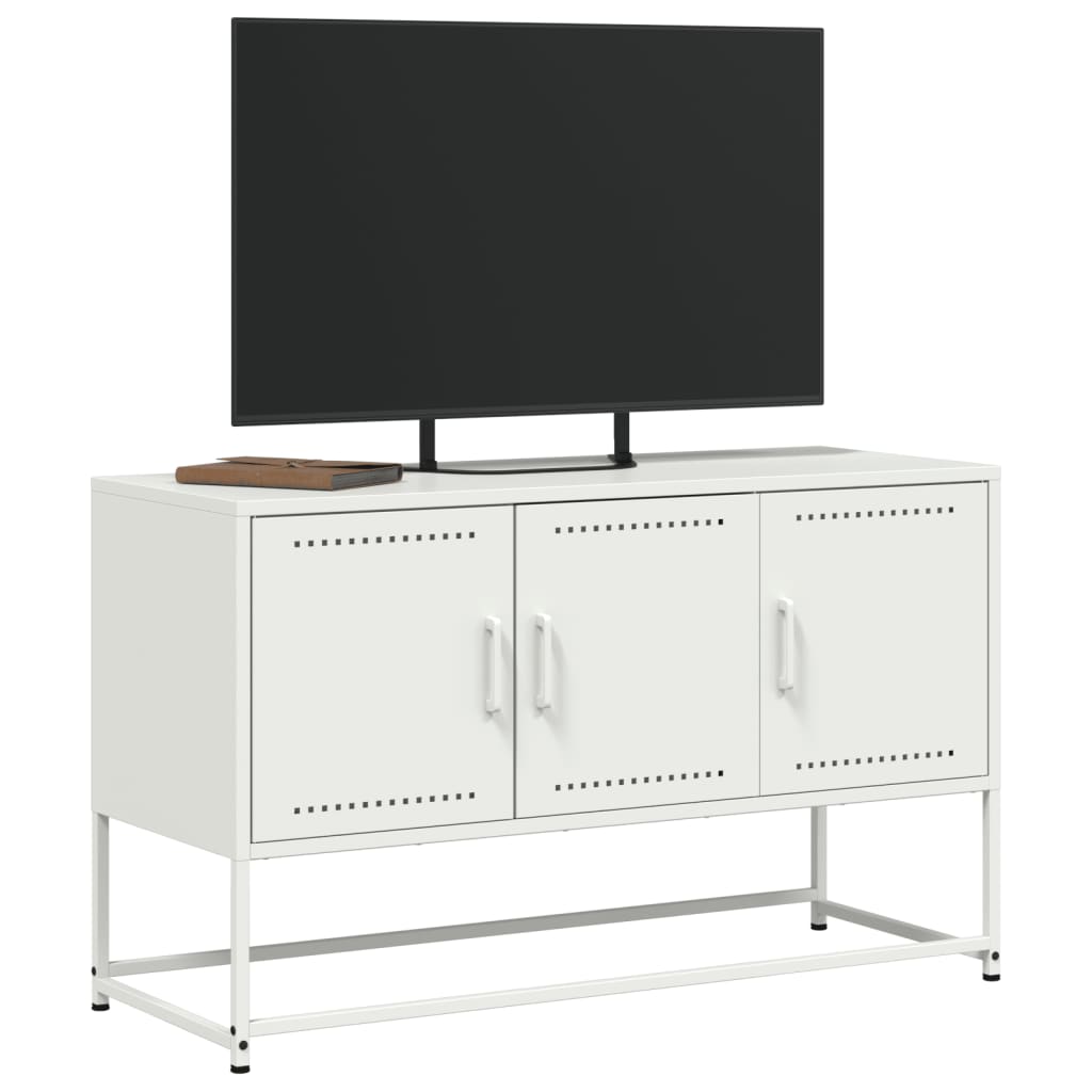 Dulap TV, alb, 100,5x39x60,5 cm, oțel