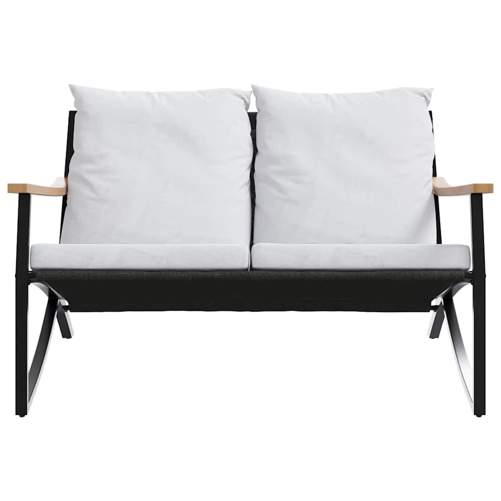 Bancă de grădină cu perne, negru, 120 cm, oțel