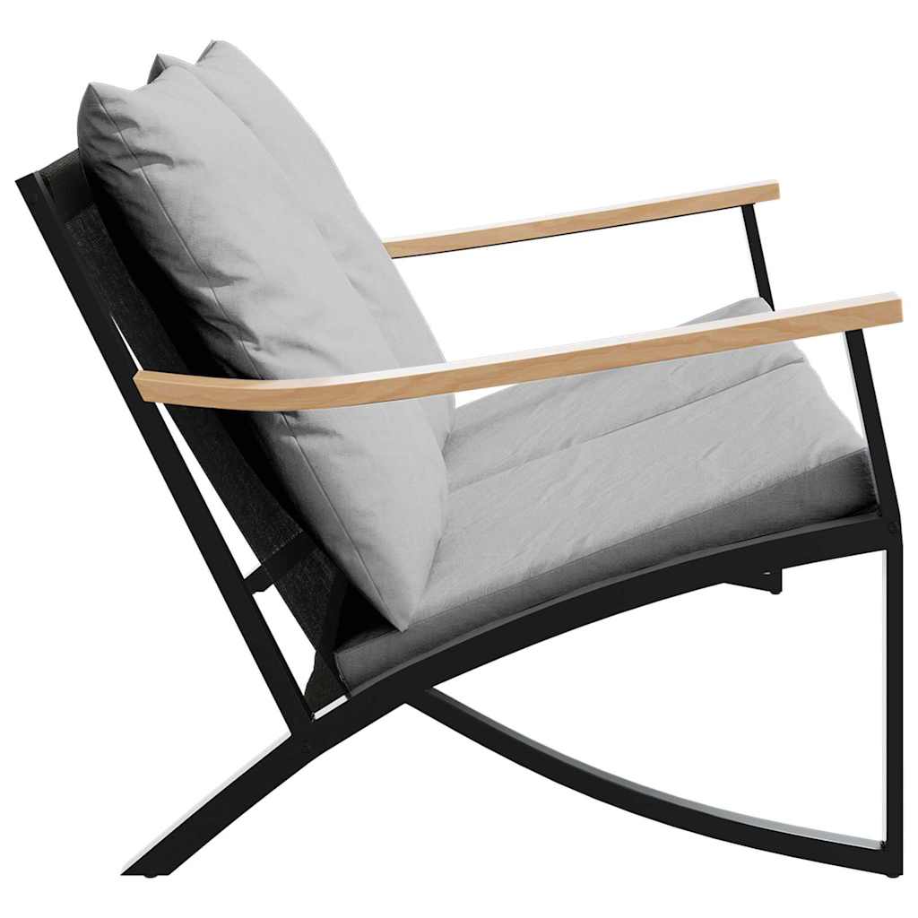 Bancă de grădină cu perne, negru, 120 cm, oțel