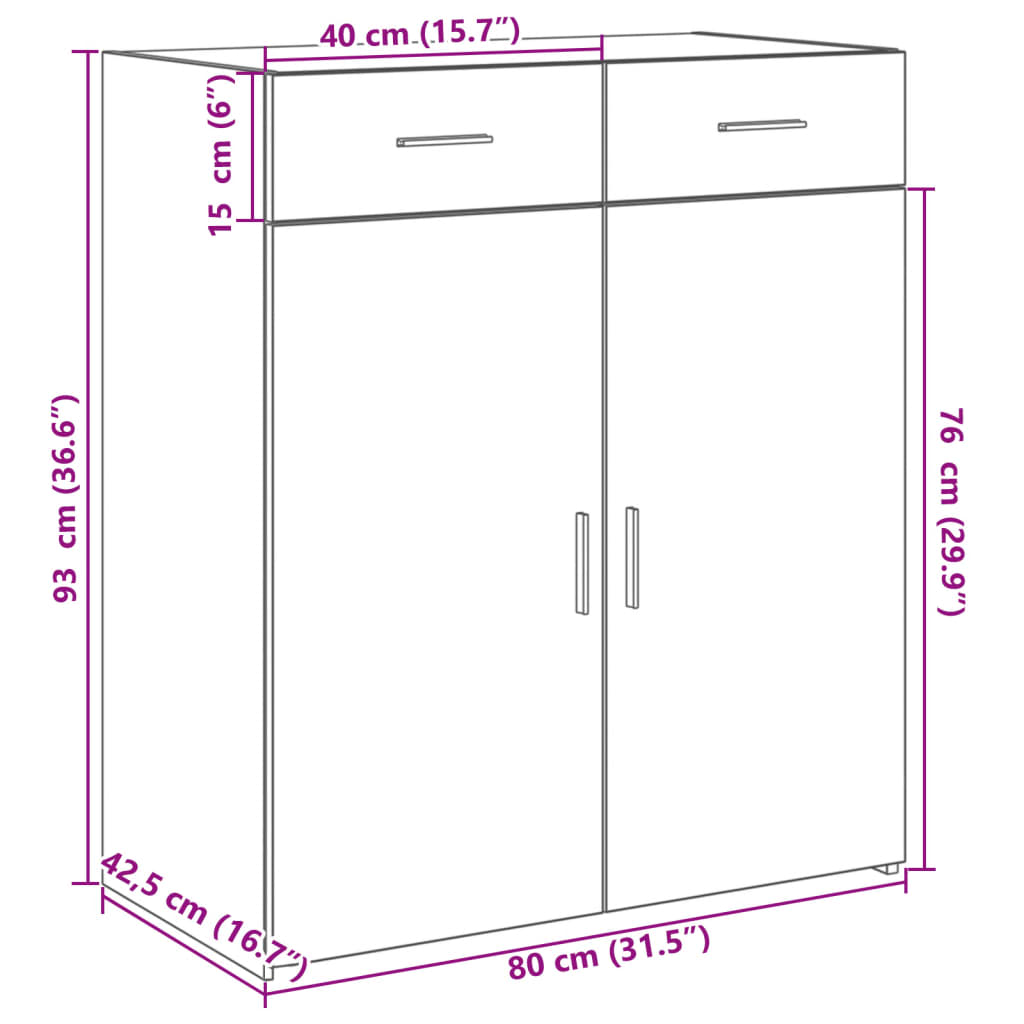 Dulap, stejar sonoma, 80x42,5x93 cm, lemn prelucrat