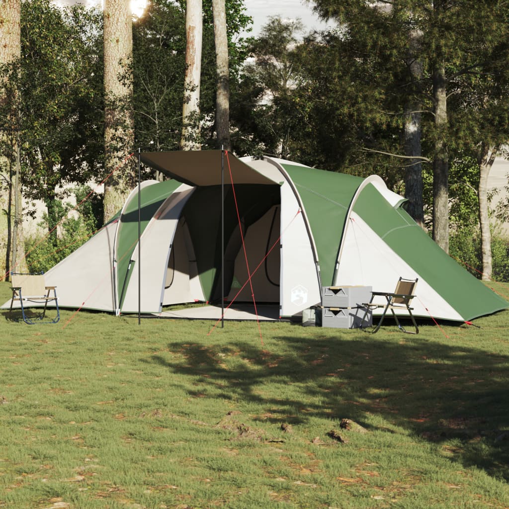 Cort de camping cupolă pentru 6 persoane, verde, impermeabil