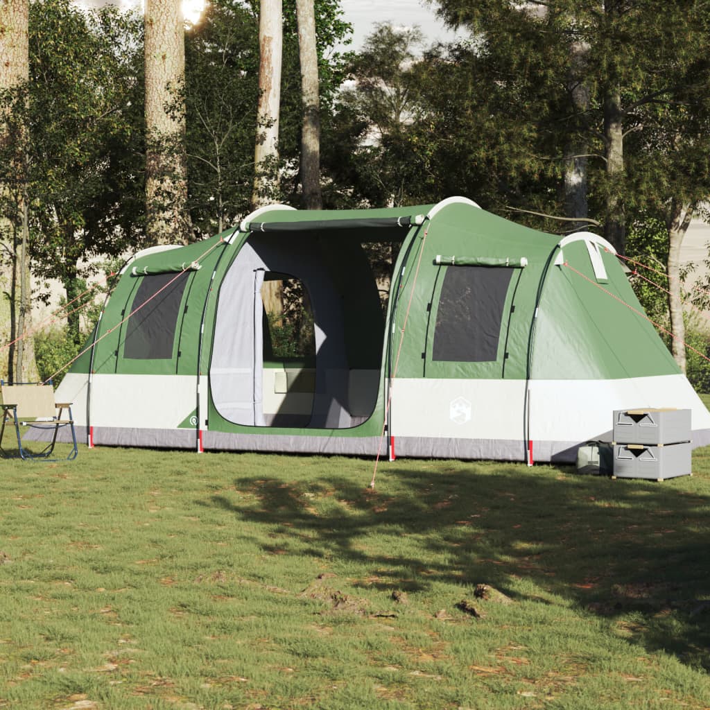 Cort de camping tunel pentru 4 persoane, verde, impermeabil