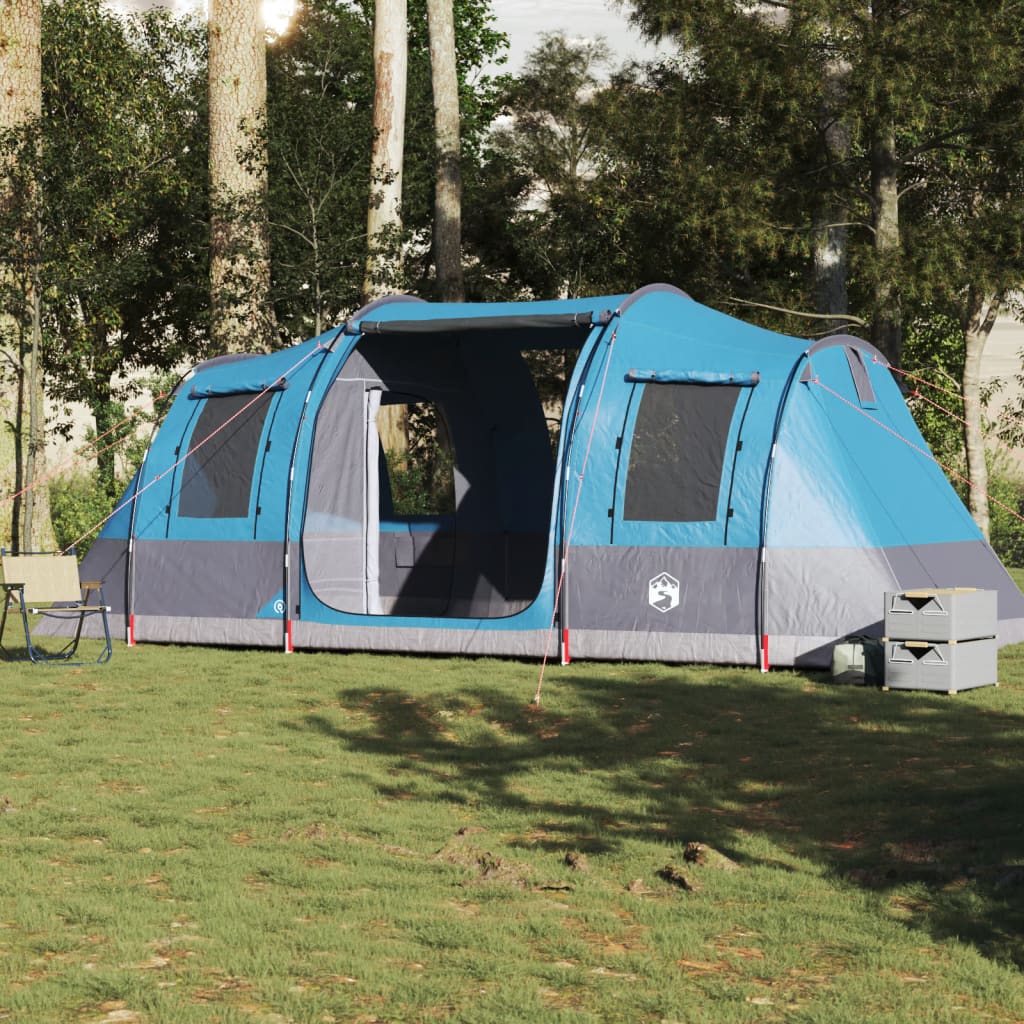 Cort de camping tunel pentru 4 persoane, albastru, impermeabil