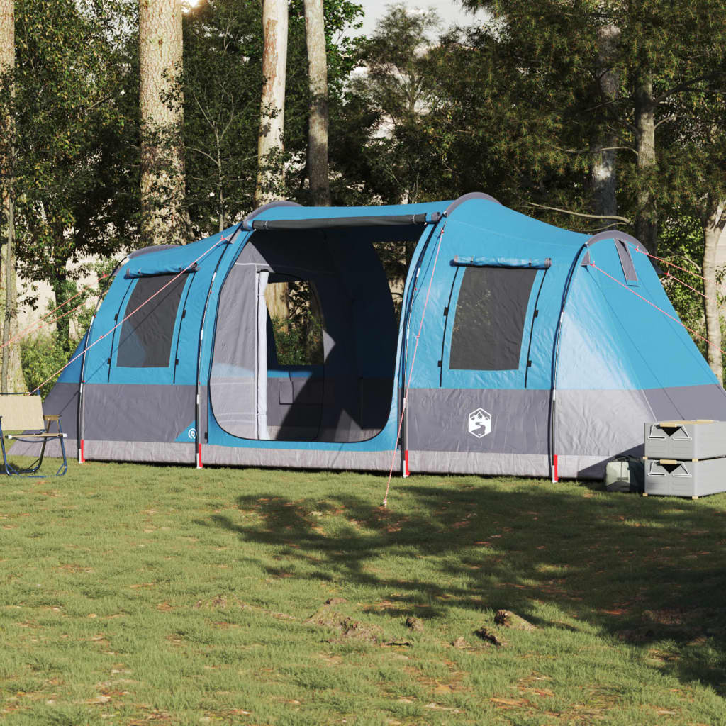 Cort de camping tunel pentru 4 persoane, albastru, impermeabil