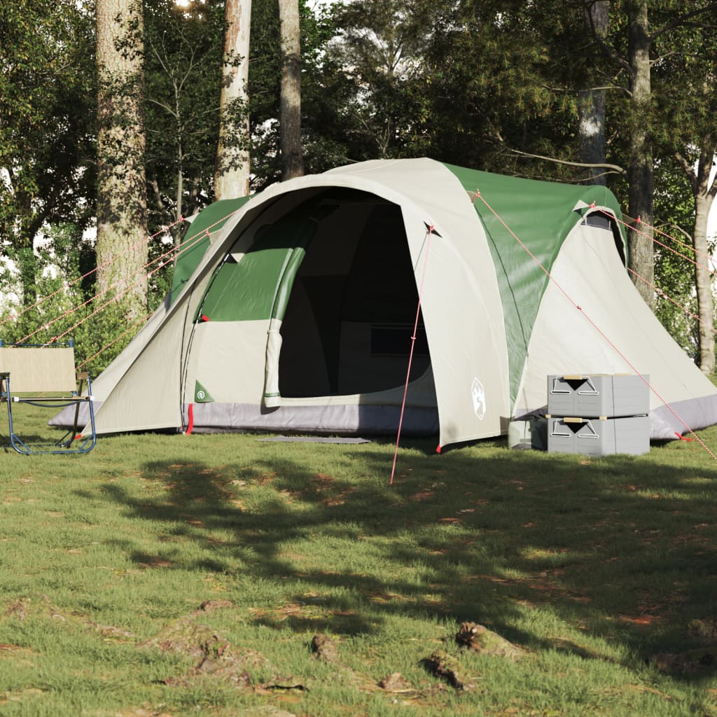 Cort de camping cupolă pentru 6 persoane, verde, impermeabil