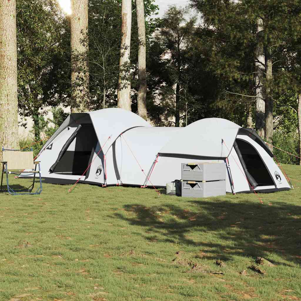 Cort camping, 5 persoane, alb, țesătură opacă, impermeabil