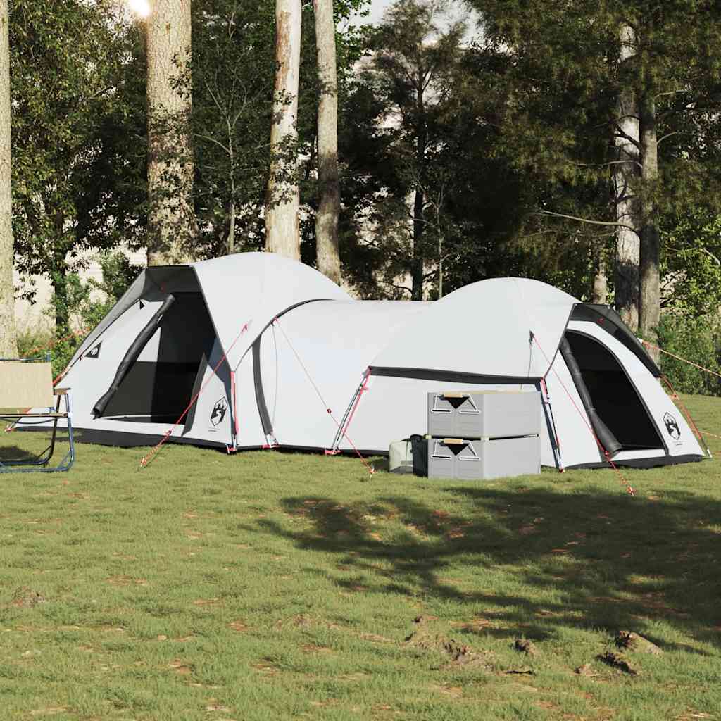 Cort camping, 5 persoane, alb, țesătură opacă, impermeabil