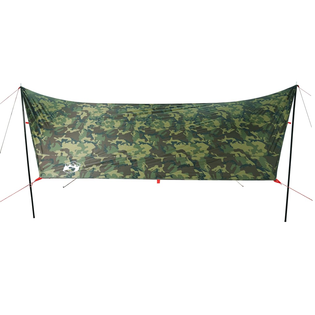 Prelată de camping, camuflaj, 462x306x211 cm, impermeabilă