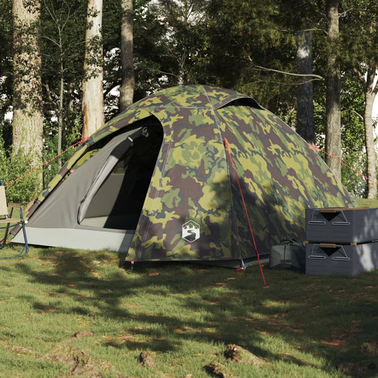 Cort de camping cupolă pentru 3 persoane, camuflaj, impermeabil