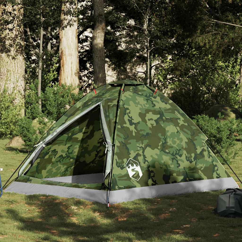 Cort de camping cupolă pentru 2 persoane, camuflaj, impermeabil