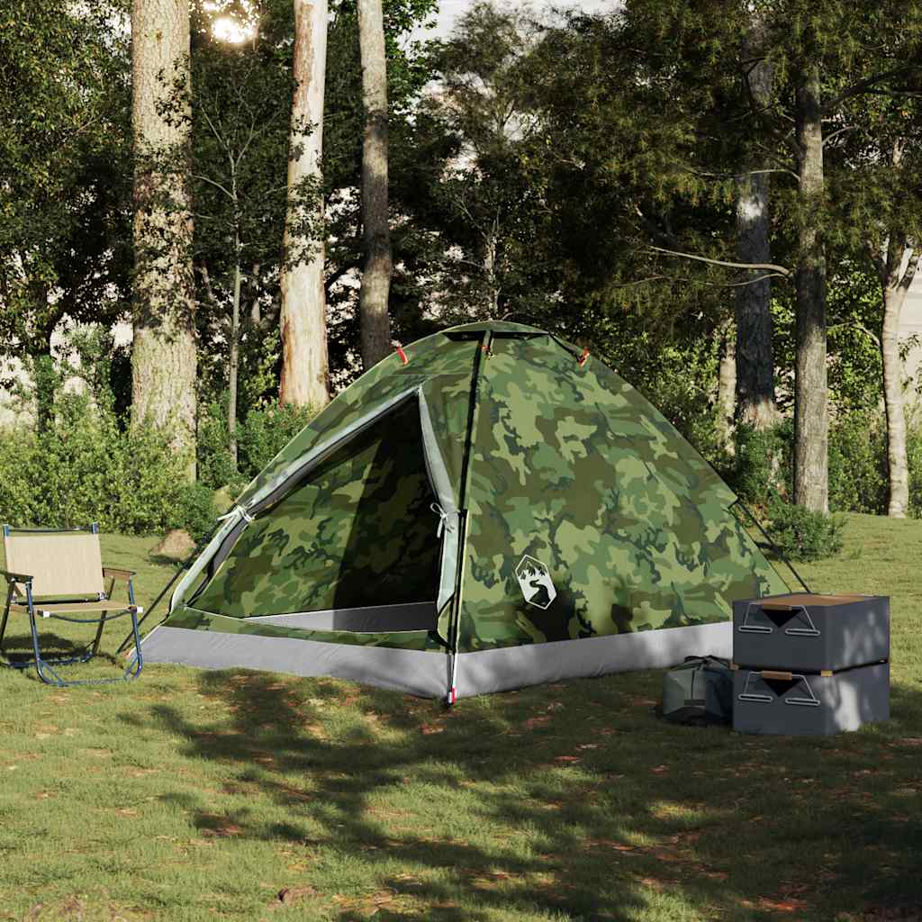 Cort de camping cupolă pentru 4 persoane, camuflaj, impermeabil