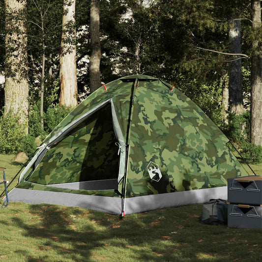 Cort de camping cupolă pentru 4 persoane, camuflaj, impermeabil