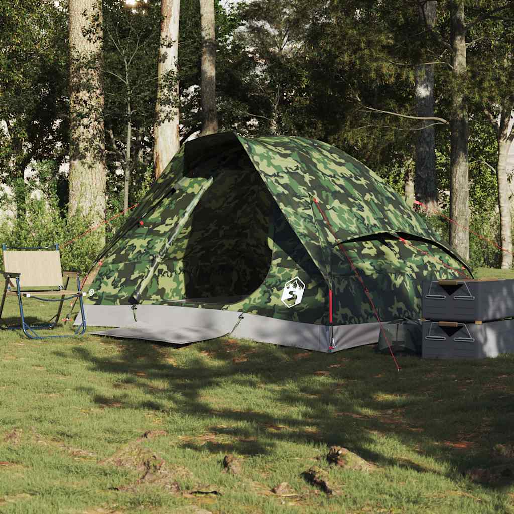 Cort de camping cupolă pentru 2 persoane, camuflaj, impermeabil