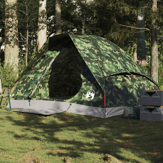 Cort de camping cupolă pentru 2 persoane, camuflaj, impermeabil