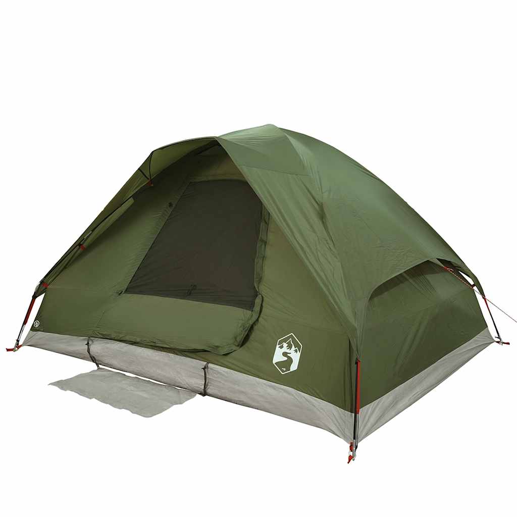 Cort camping cupolă 4 persoane verde măsliniu impermeabil