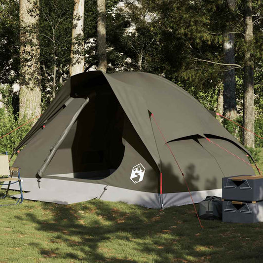 Cort de camping cupolă pentru 4 persoane, maro, impermeabil