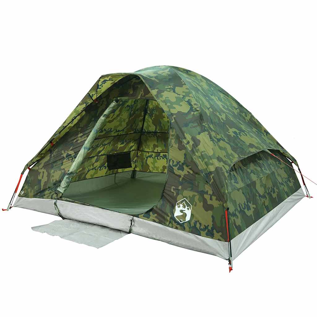 Cort de camping cupolă pentru 4 persoane, camuflaj, impermeabil