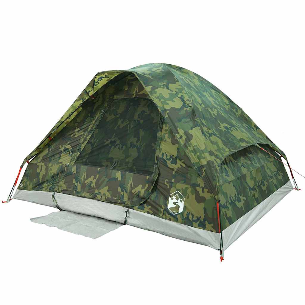 Cort de camping cupolă pentru 4 persoane, camuflaj, impermeabil