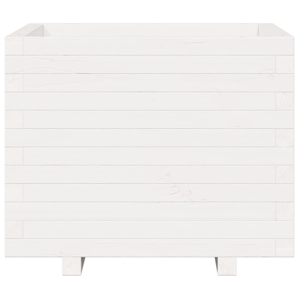 Jardinieră de grădină, alb, 60x60x49,5 cm, lemn masiv de pin