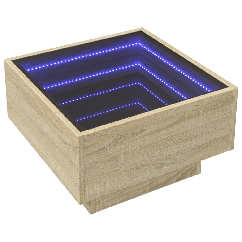 Măsuță de cafea cu LED stejar sonoma 50x50x30 cm lemn prelucrat