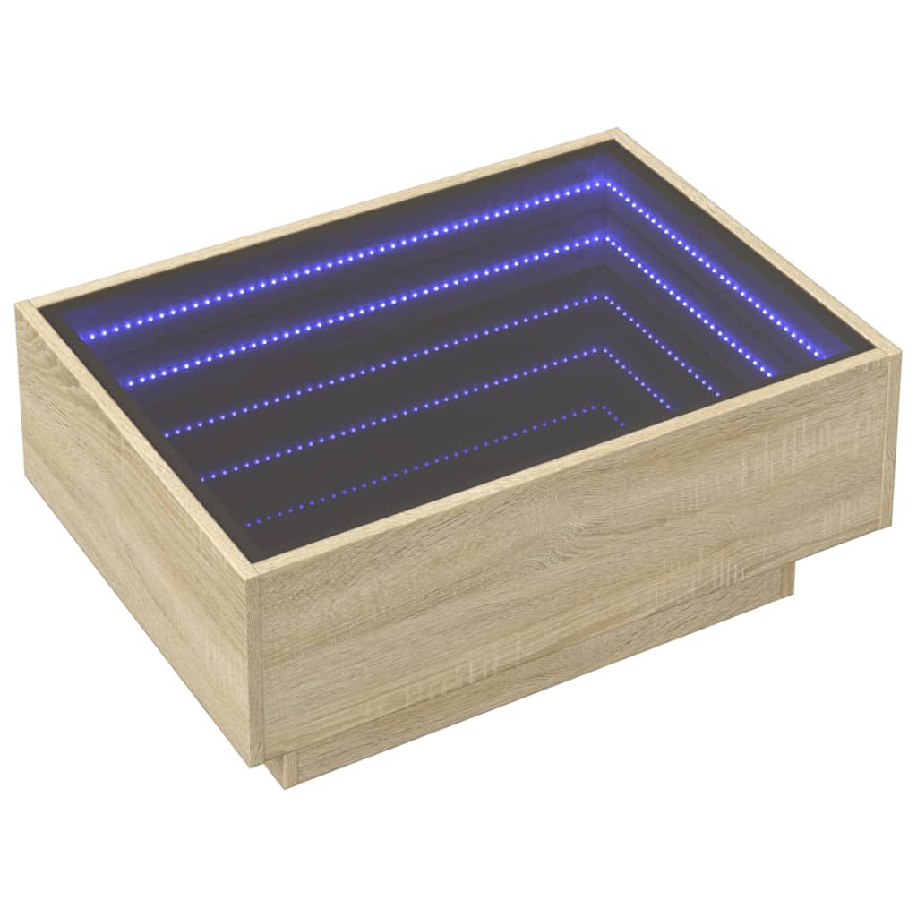 Măsuță de cafea cu LED stejar sonoma 70x50x30 cm lemn prelucrat