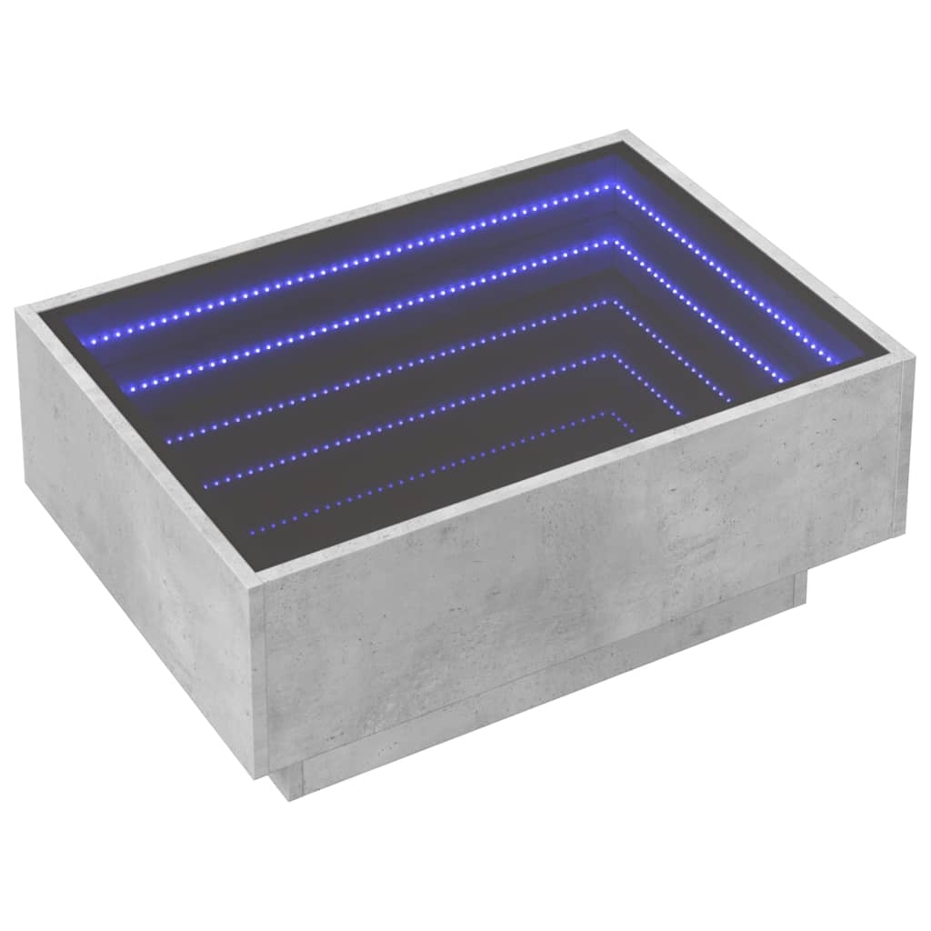 Măsuță de cafea cu LED, gri beton, 70x50x30 cm, lemn prelucrat