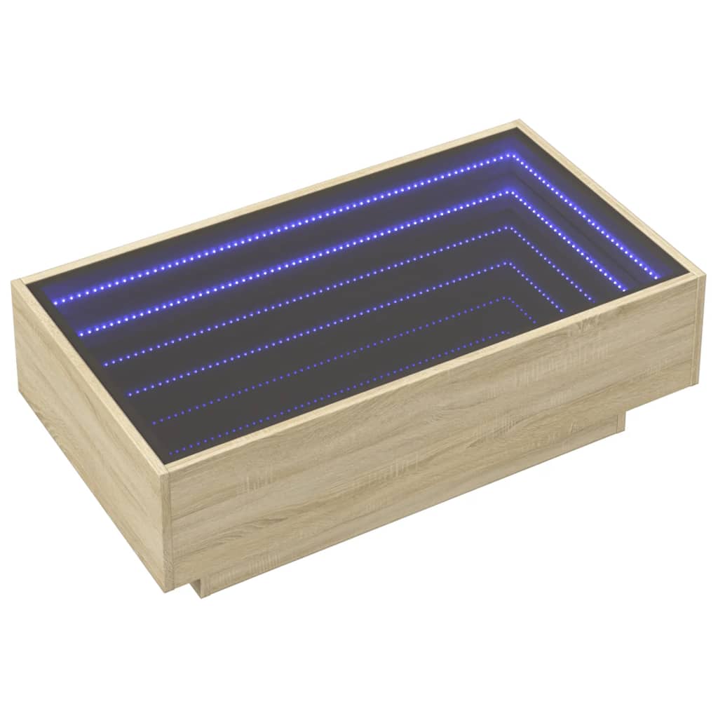 Măsuță de cafea cu LED stejar sonoma 90x50x30 cm lemn prelucrat