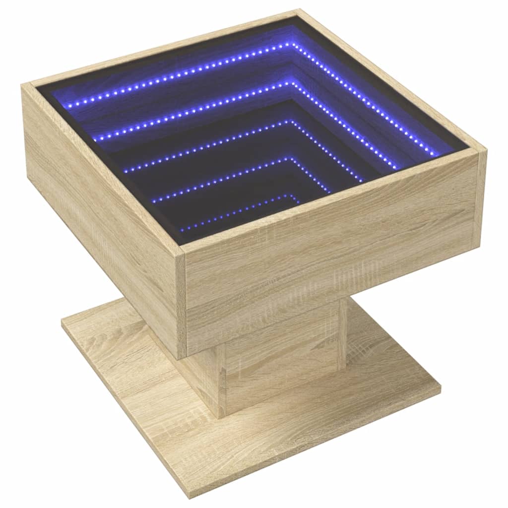 Măsuță de cafea cu LED stejar sonoma 50x50x45 cm lemn prelucrat