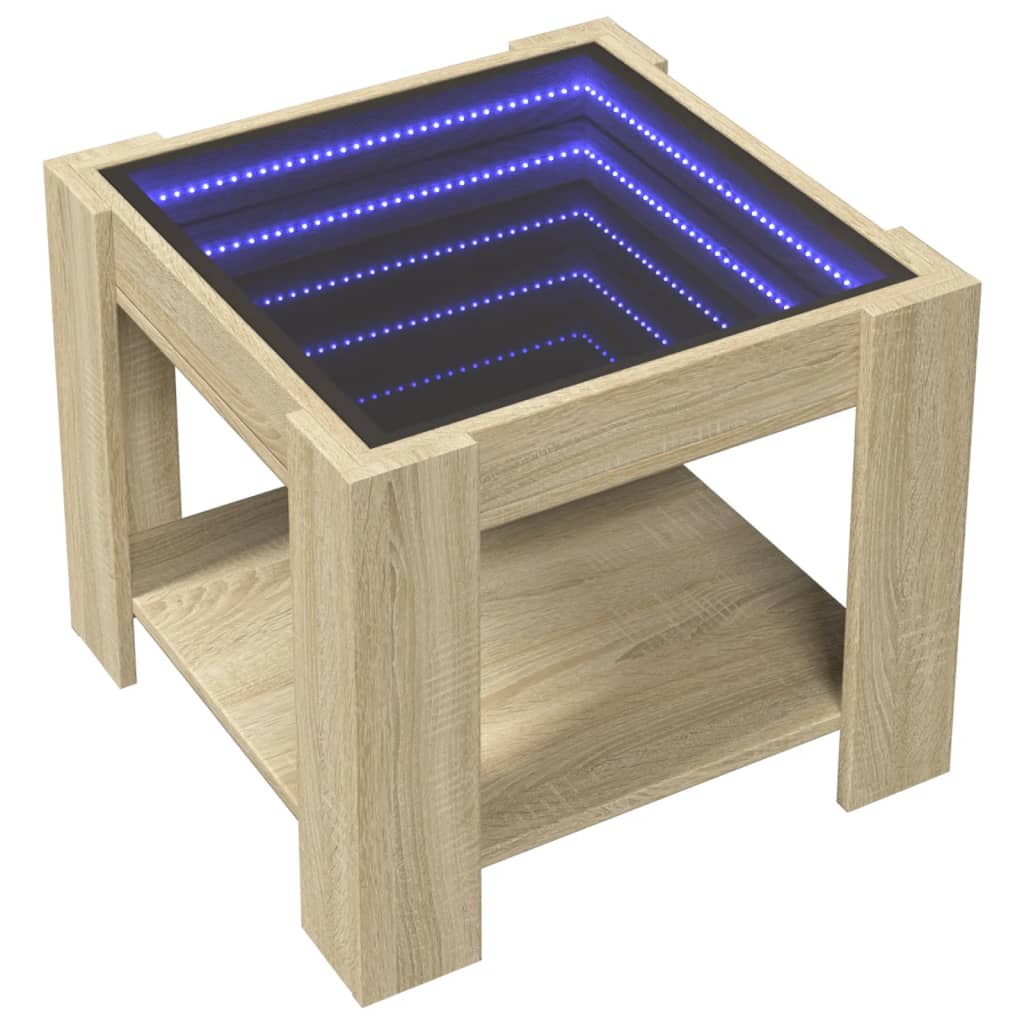 Măsuță de cafea cu LED stejar sonoma 53x53x45 cm lemn prelucrat