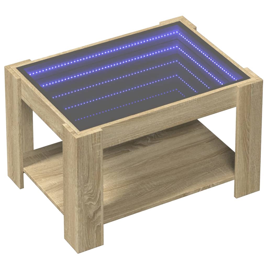 Măsuță de cafea cu LED stejar sonoma 73x53x45 cm lemn prelucrat