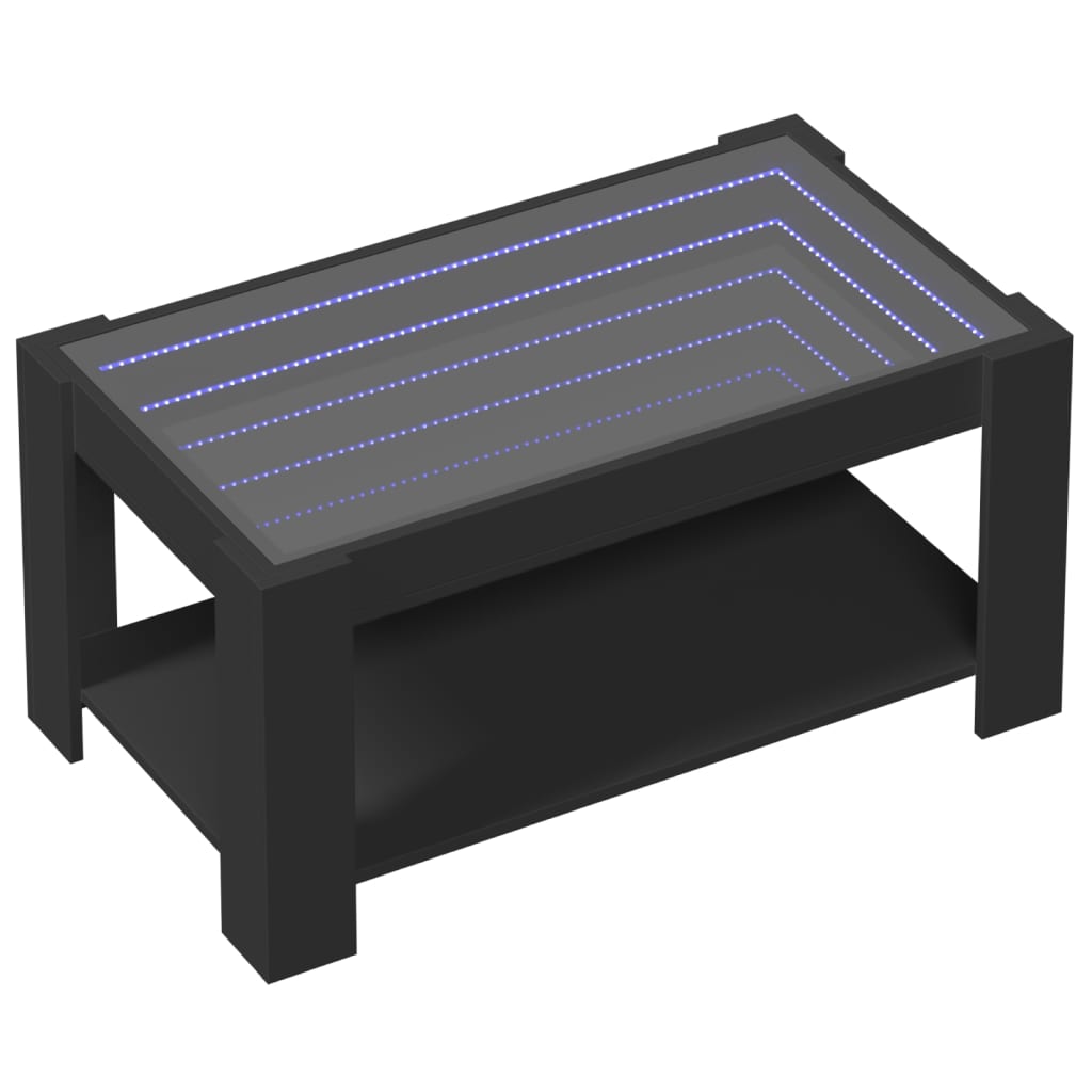 Măsuță de cafea cu LED, negru, 93x53x45 cm, lemn prelucrat