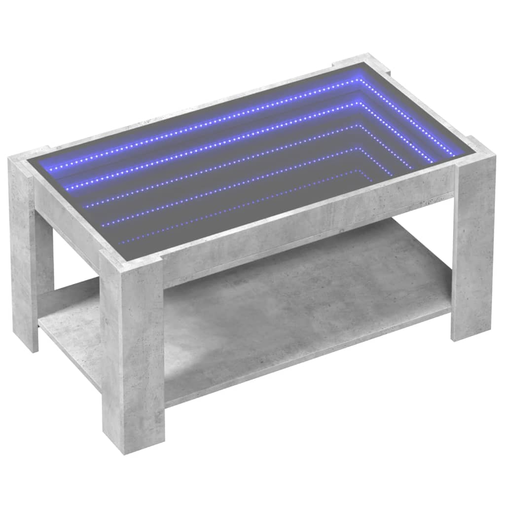 Măsuță de cafea cu LED, gri beton, 93x53x45 cm, lemn prelucrat