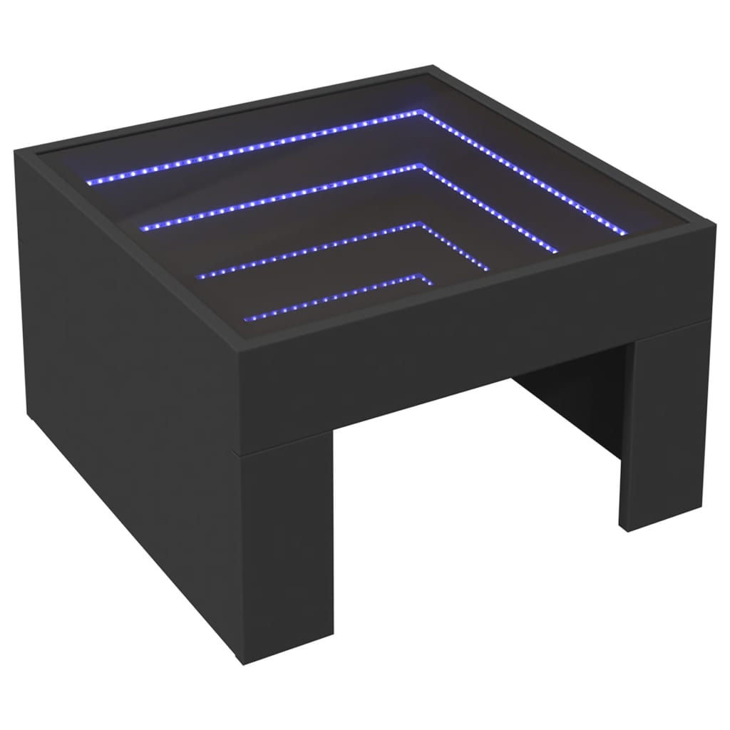 Măsuță de cafea cu LED infinity, negru, 50x50x30 cm