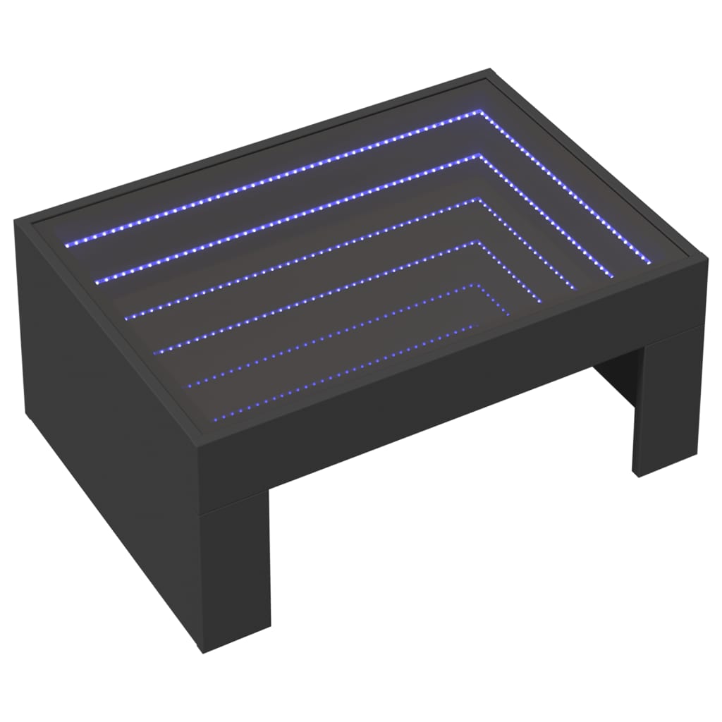 Măsuță de cafea cu LED infinity, negru, 70x50x30 cm