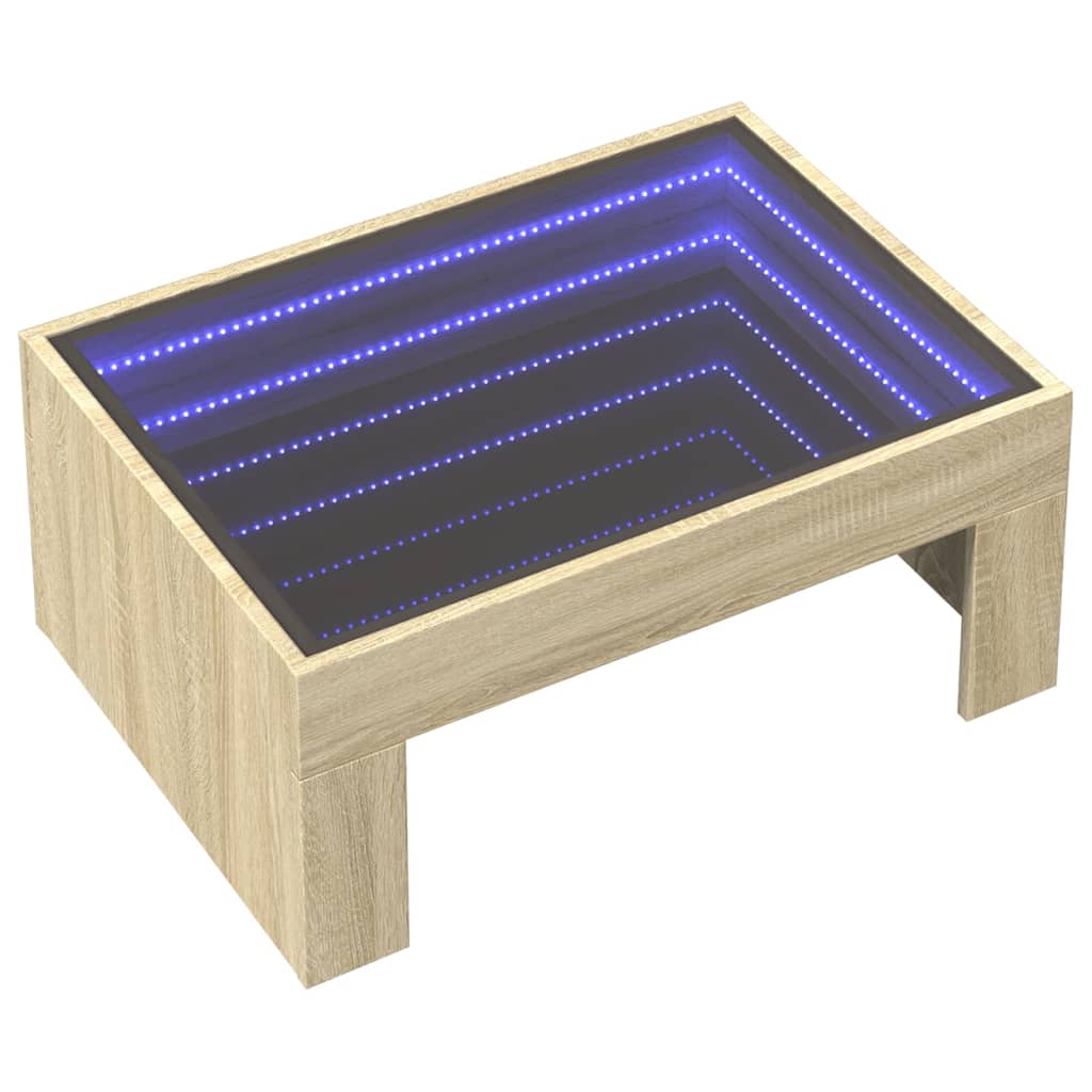 Măsuță de cafea cu LED infinity, stejar sonoma, 70x50x30 cm