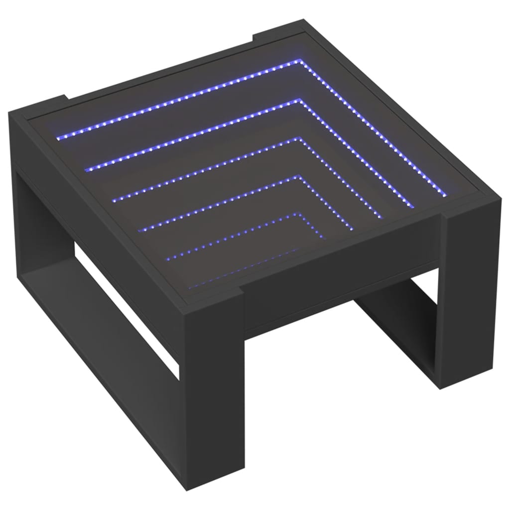 Măsuță de cafea cu LED infinity, negru, 50x53x30 cm