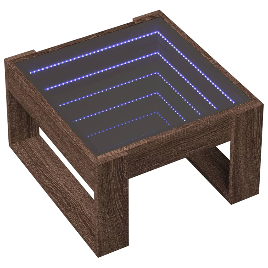 Măsuță de cafea cu LED infinity, stejar maro, 50x53x30 cm