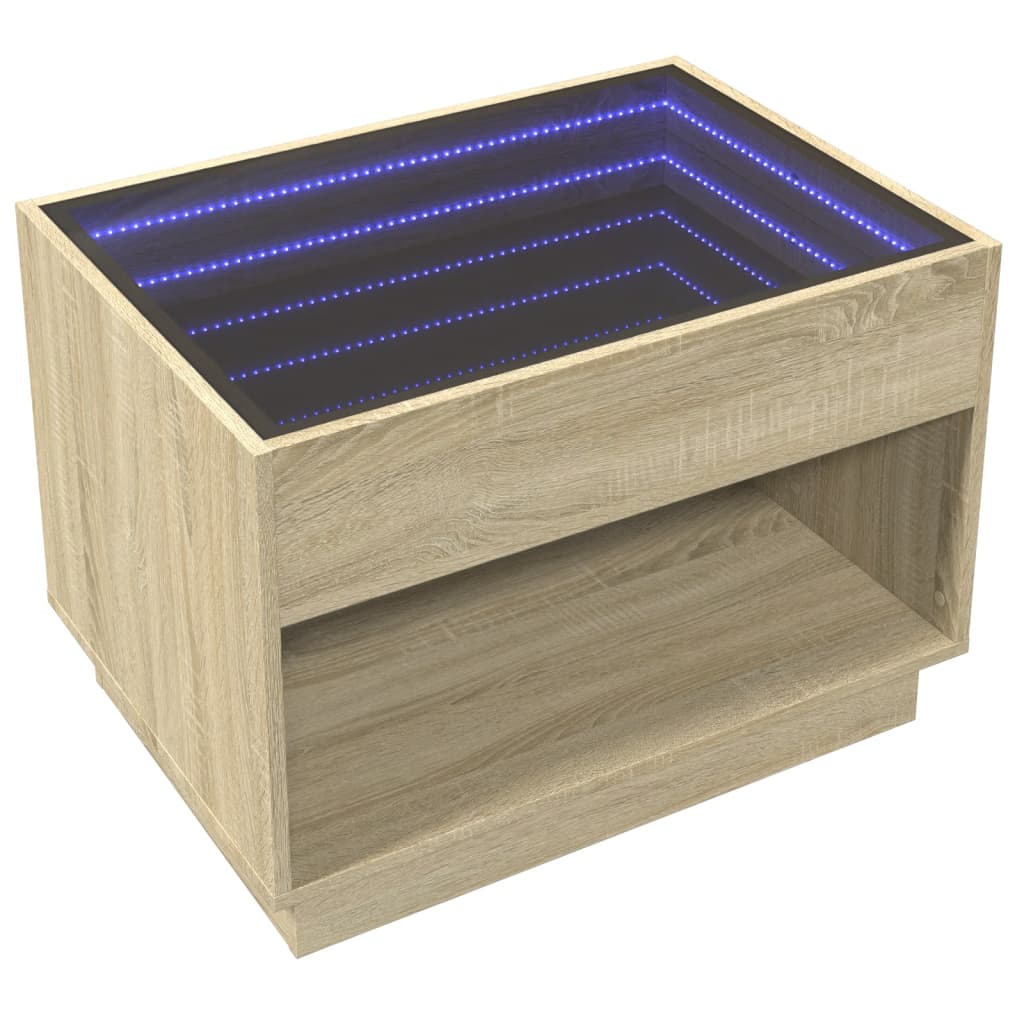 Măsuță de cafea cu LED infinity, stejar sonoma, 70x50x50 cm