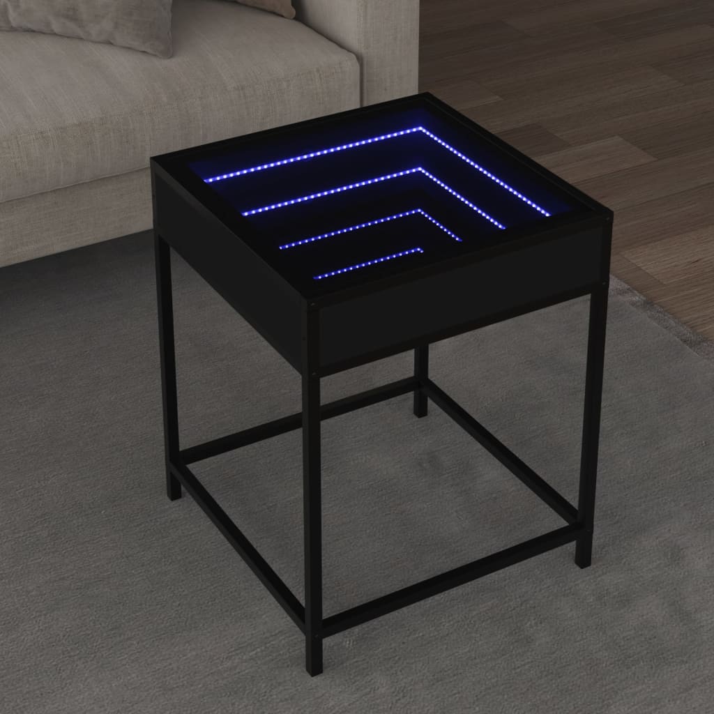 Măsuță de cafea cu LED infinity, negru, 40x40x51 cm