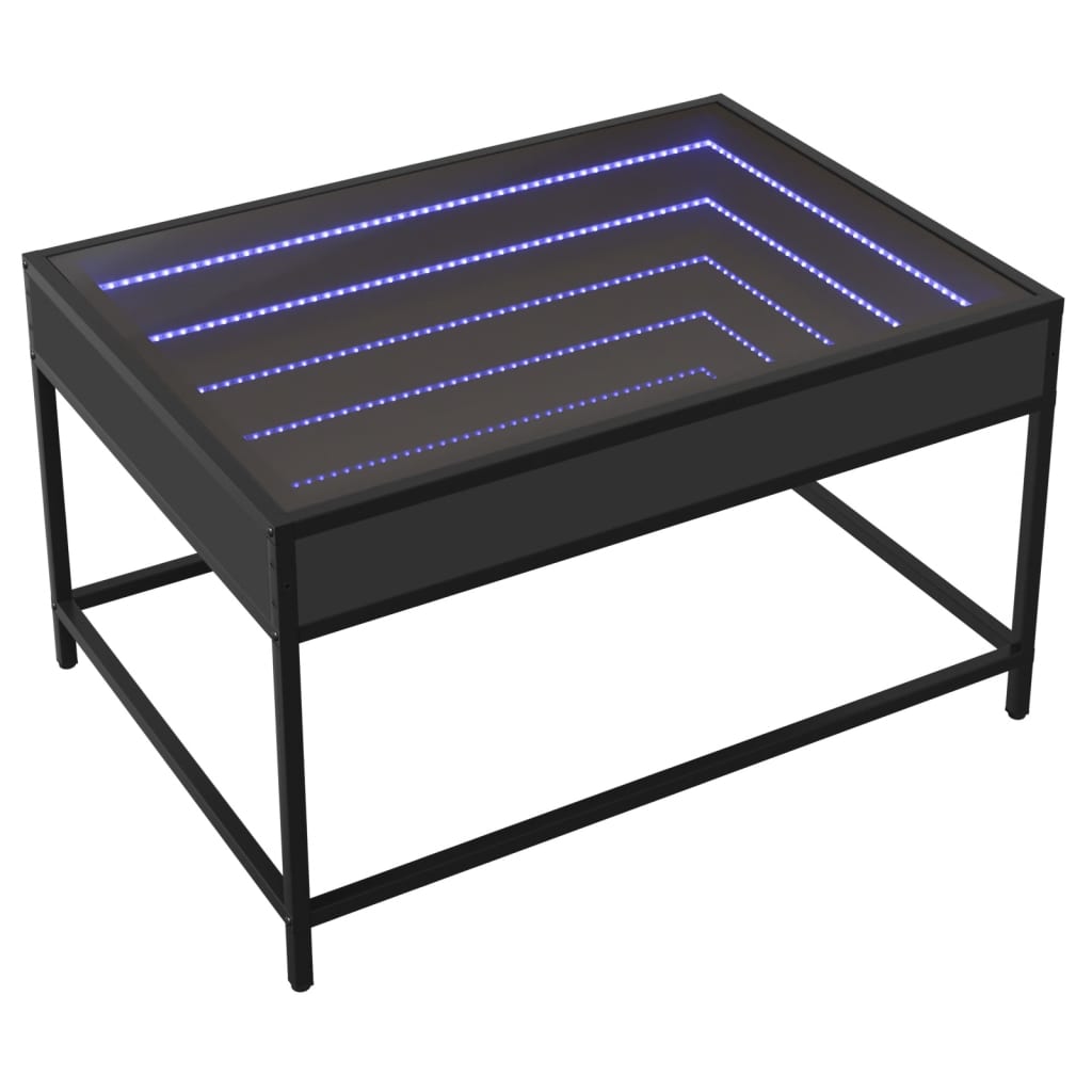 Măsuță de cafea cu LED infinity, negru, 70x50x41 cm