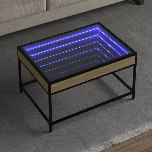 Măsuță de cafea cu LED infinity, stejar sonoma, 70x50x41 cm