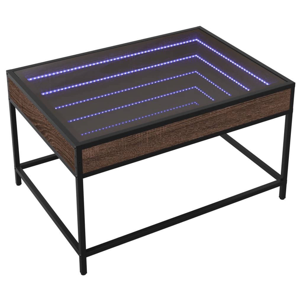 Măsuță de cafea cu LED infinity, stejar maro, 70x50x41 cm