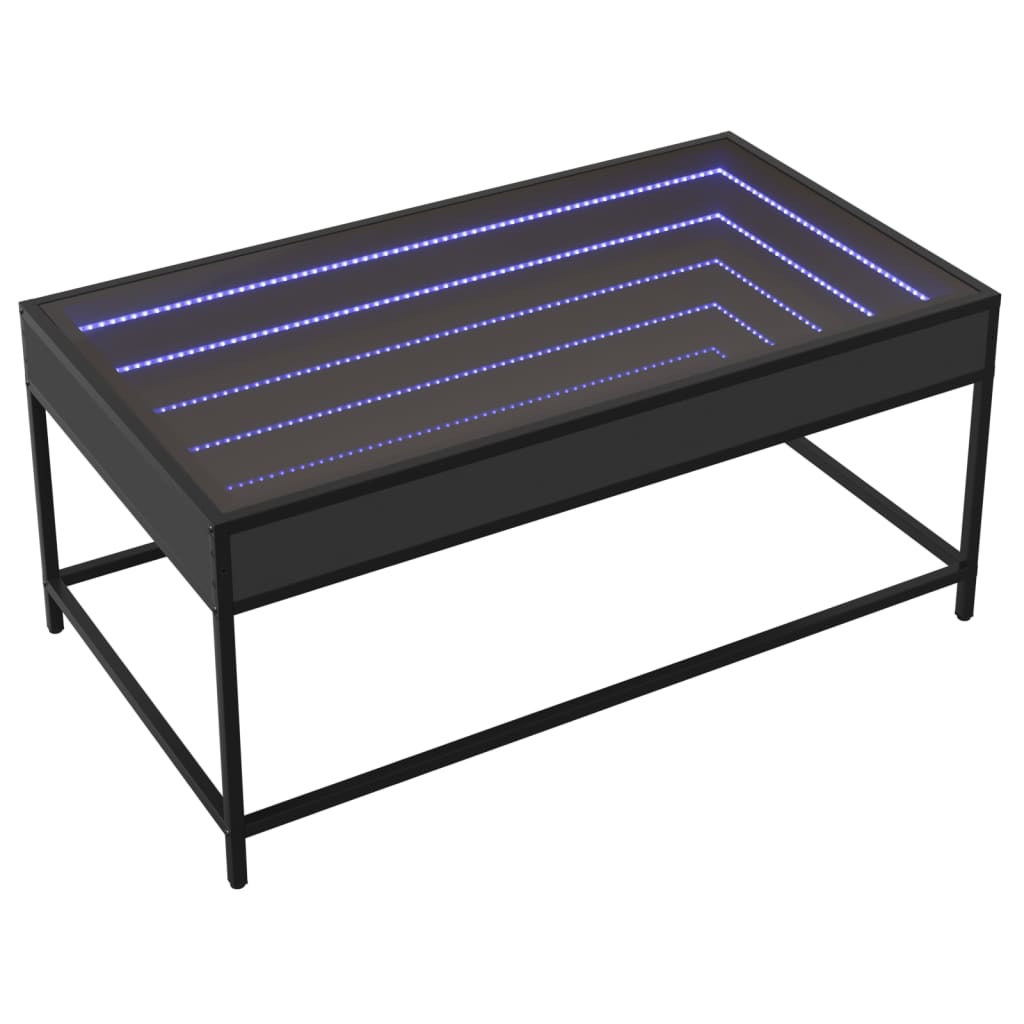 Măsuță de cafea cu LED infinity, negru, 90x50x41 cm