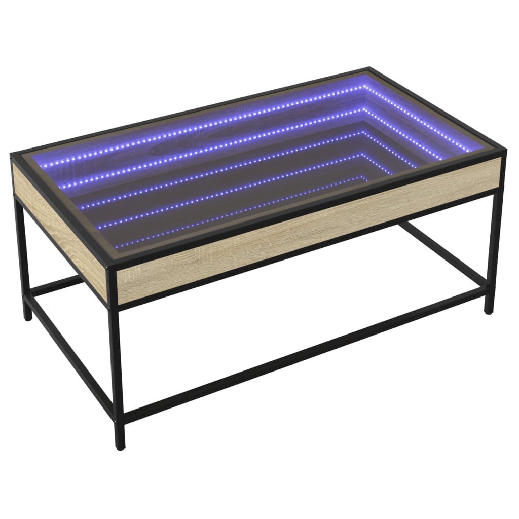 Măsuță de cafea cu LED infinity, stejar sonoma, 90x50x41 cm